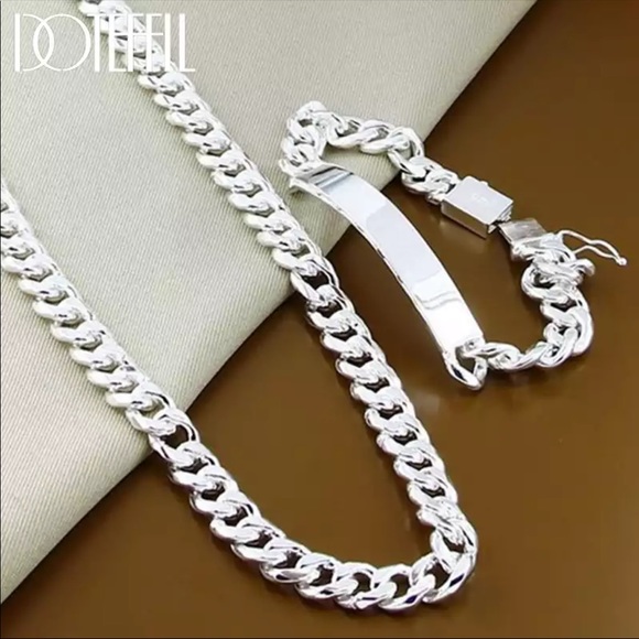 NEW 925 sterling silver necklace & bracelet set